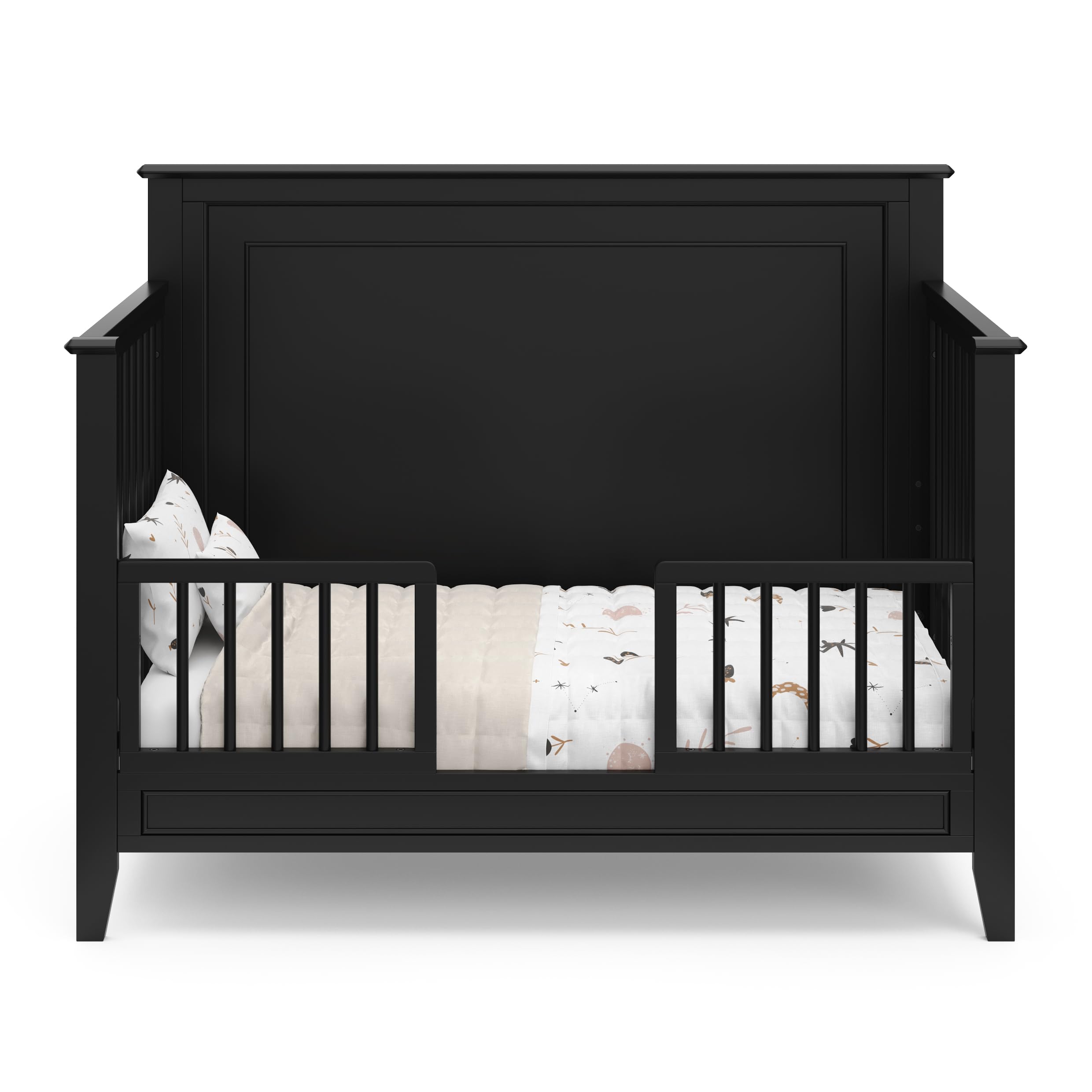 Solstice 5-in-1 Convertible Crib (Black) – GREENGUARD Gold Certified, Converts to Toddler Bed and Full-Size Bed