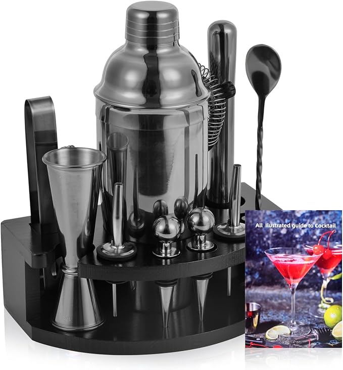 Bartender Kit with Stand, 12-Piece Bar Set | 24oz Cocktail Shaker Set