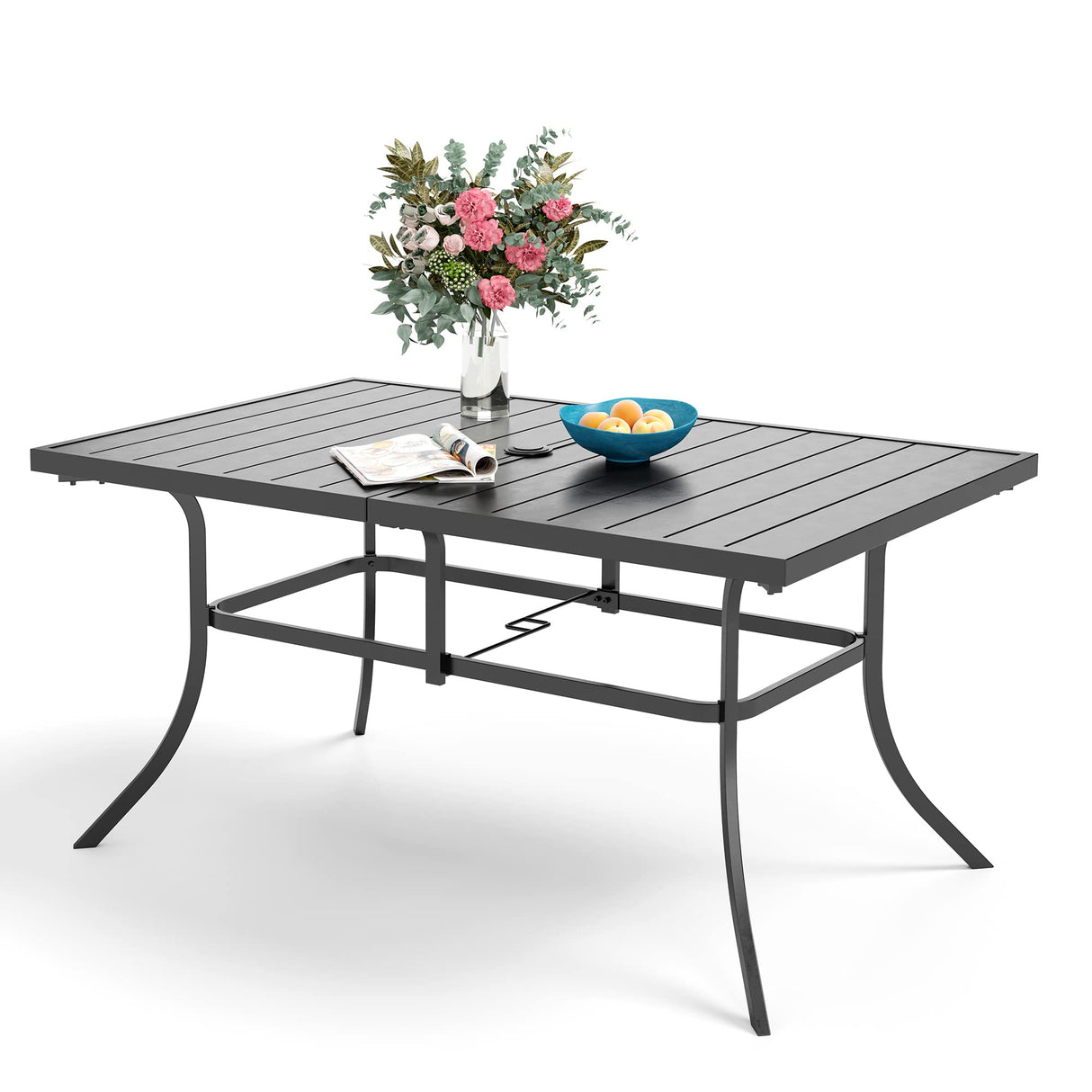 Rectangular Metal Patio Outdoor Dining Table