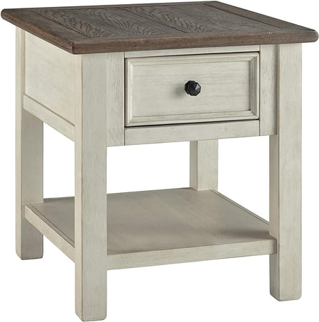 Wyndahl Rustic Rectangular End Table, Distressed Dark Brown Finish