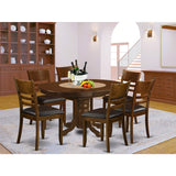 KELY7-ESP-LC 7 Piece Kitchen Table & Chairs Set Consist of an Oval Dining Table with Butterfly Leaf and 6 Faux Leather Dining Room Chairs,