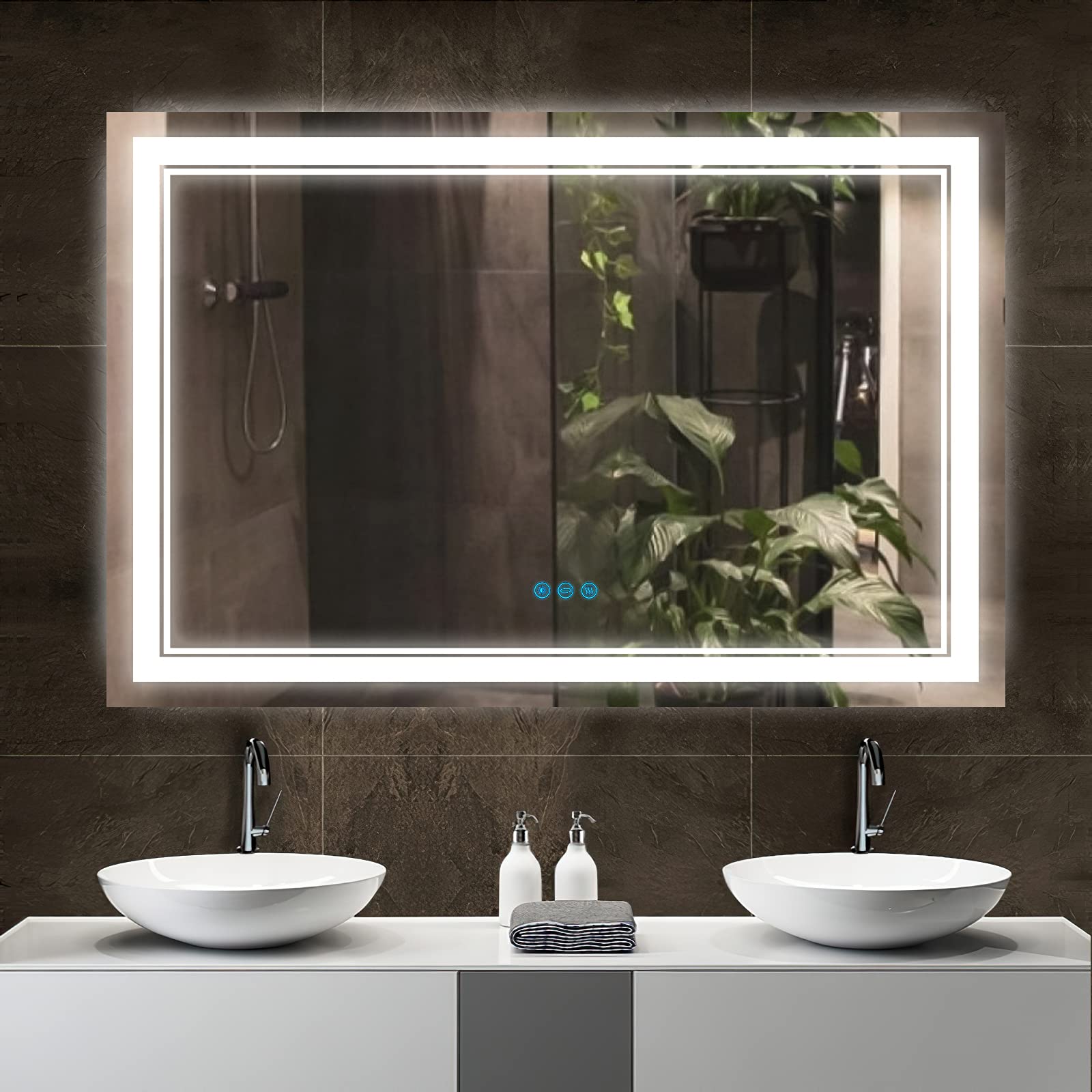 Bathroom Led Vanity Mirror with 3 Colors Light