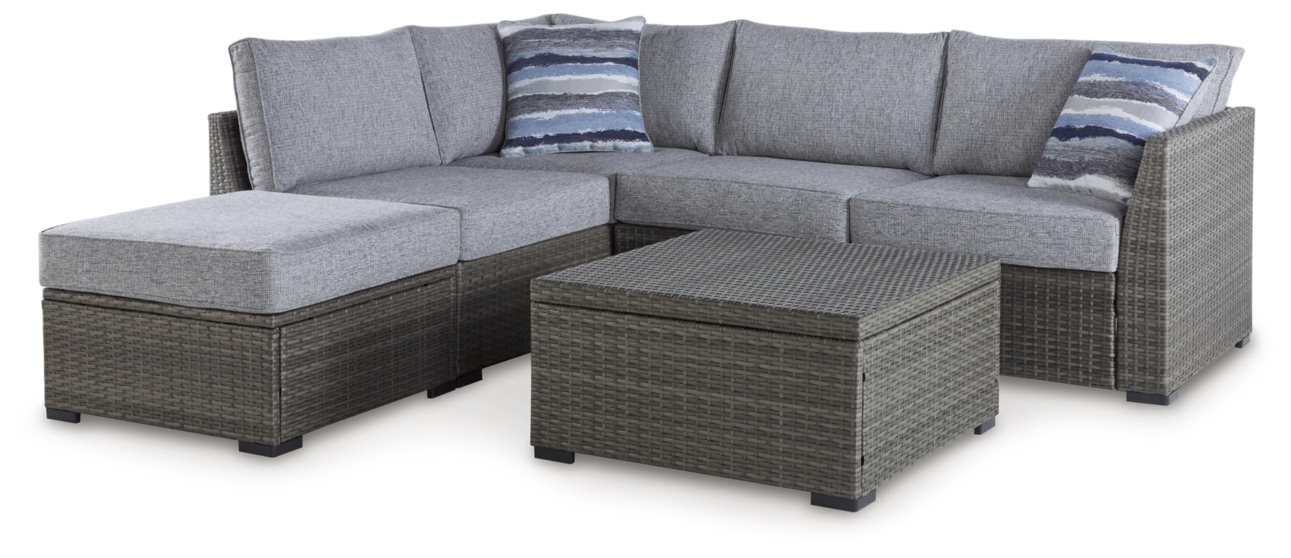 Petal Road Casual Weather Resistant Cushioned Outdoor Loveseat Sectional/Ottoman/Table Set