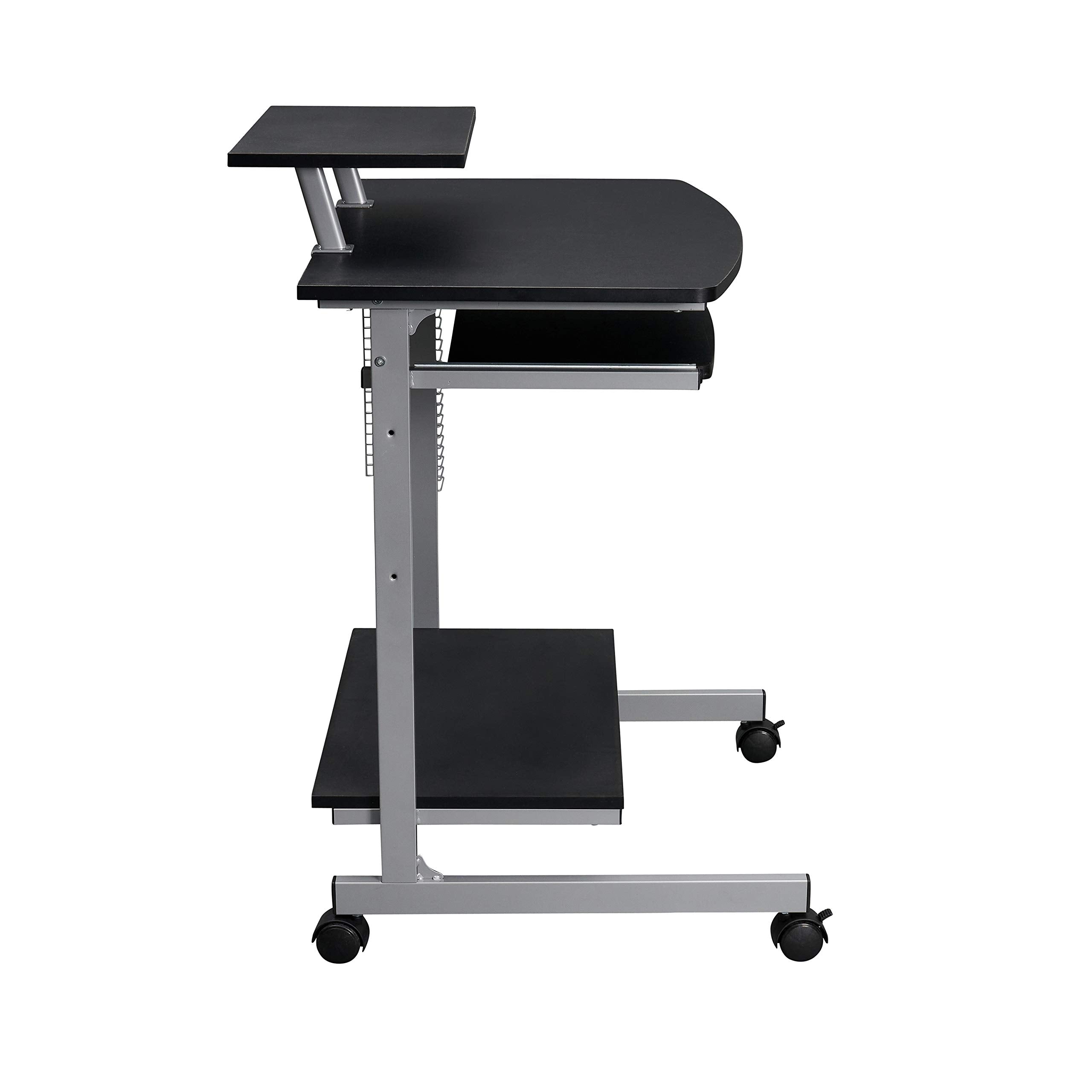 Computer Desk/Cart with Storage Shelves, Rolling Working Station for Small Spaces