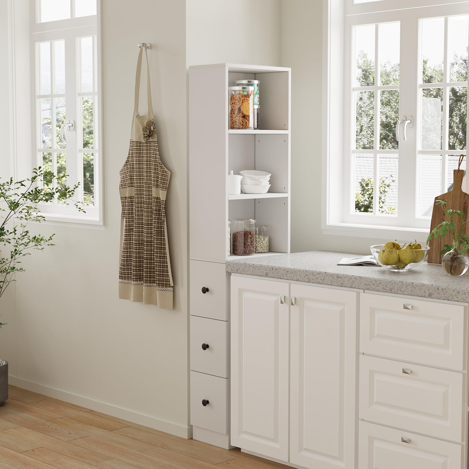Storage Cabinet Tall Narrow Bathroom Organizer
