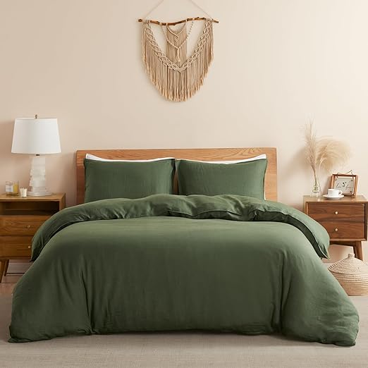 100% Linen Duvet Cover, Pure Natural French Flax Linen with 8 Corner Ties