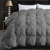 QUEEN® Feather Comforter King Size Duvet Insert, Luxury Fluffy White Pinch Pleat Design - All Season Hotel Collection Cotton Bed Comforter with 8 Tabs, King 106x90 Inches