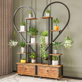 5-Tiered Tall Plant Stand Indoor, Heart-shaped Metal Plant Stand with Wheels