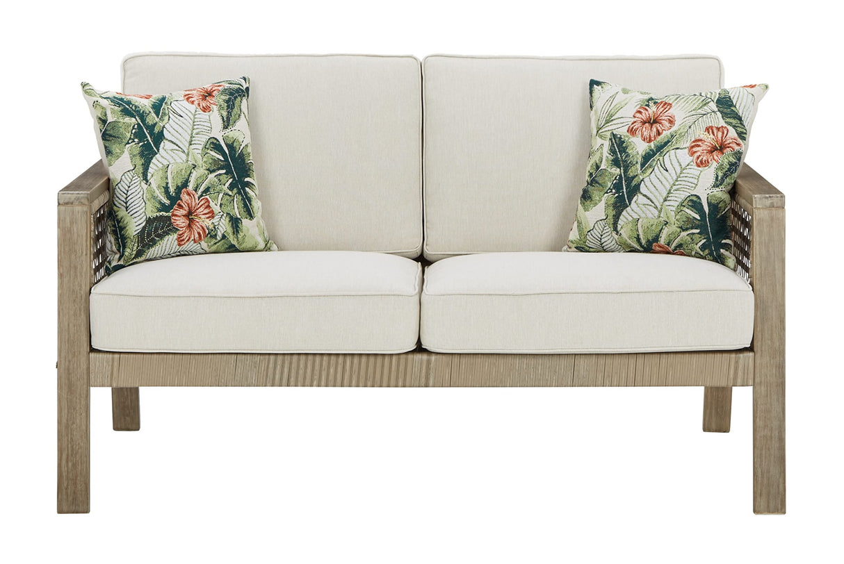 Outdoor Barn Cove Wicker Loveseat with Cushion, Brown