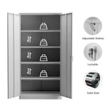 72 Inch Tall 2 Door Locking Metal Storage Cabinet Organizer with 4 Adjustable Shelves