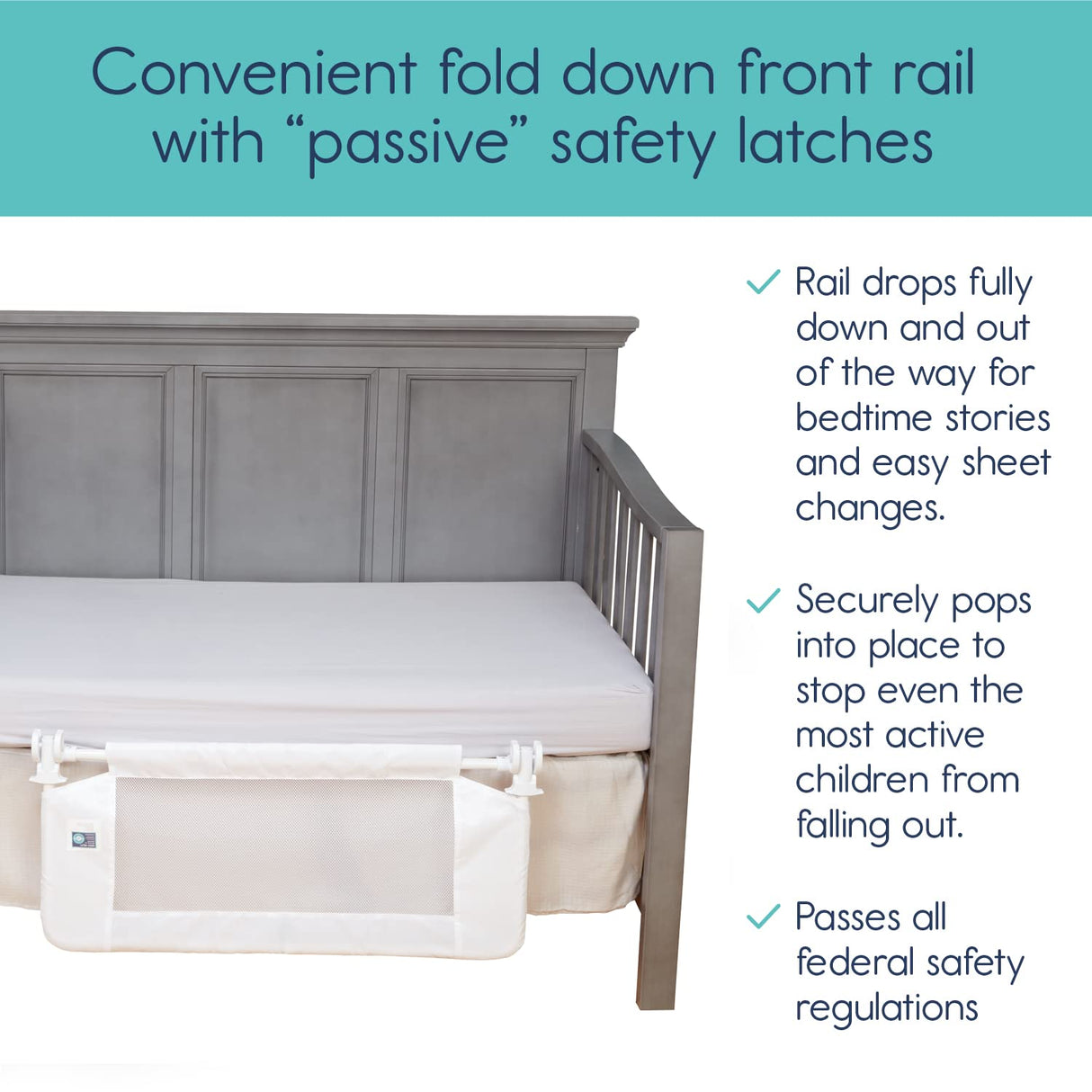 Convertible Crib Bed Rail for Toddlers, Baby with Reinforced Anchor Safety