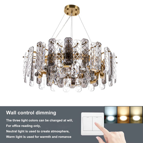 Chandeliers, Luxury 8-Light Gold Chandelier Light Fixture, Contemporary Round