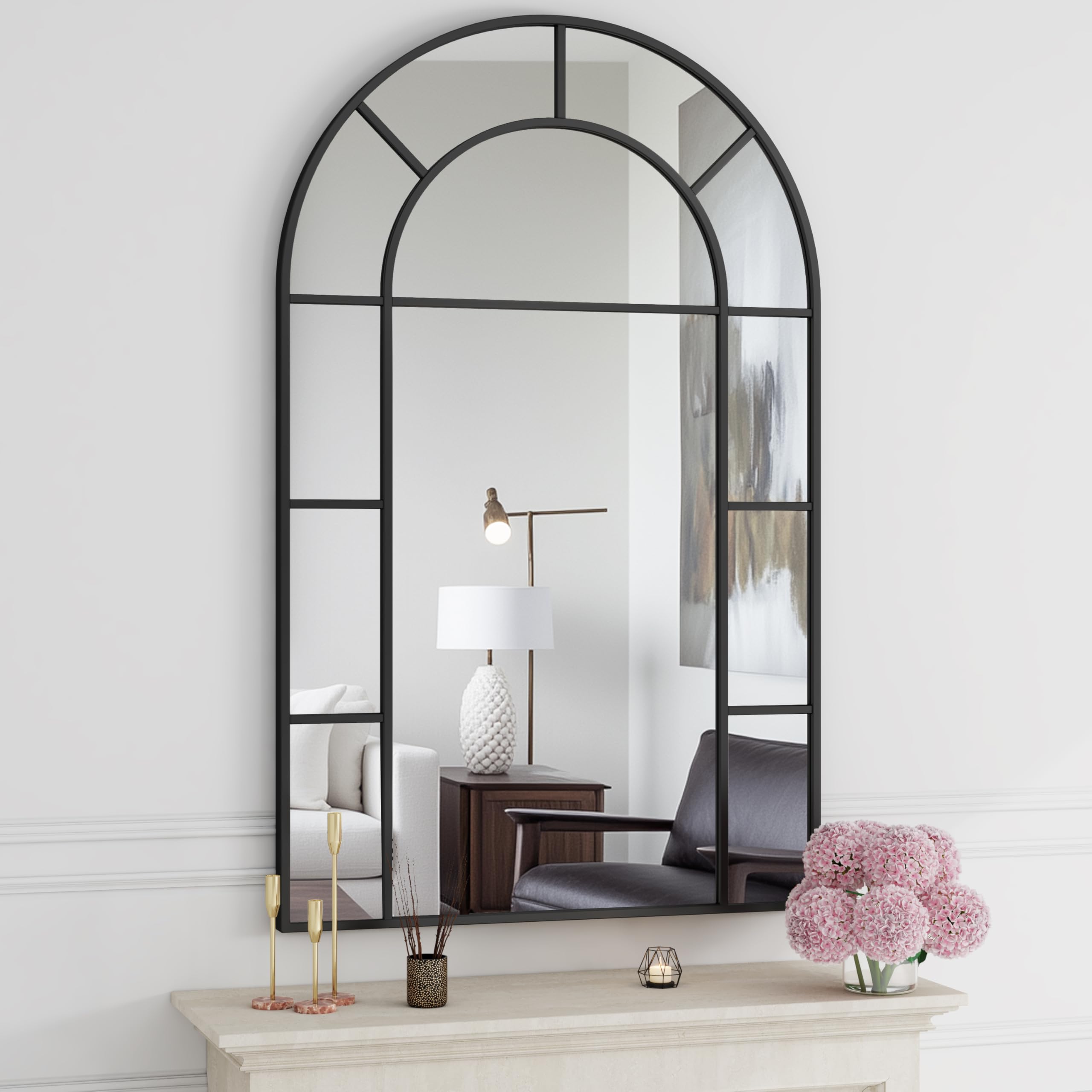 32x48 Arched Black Bathroom Mirror
