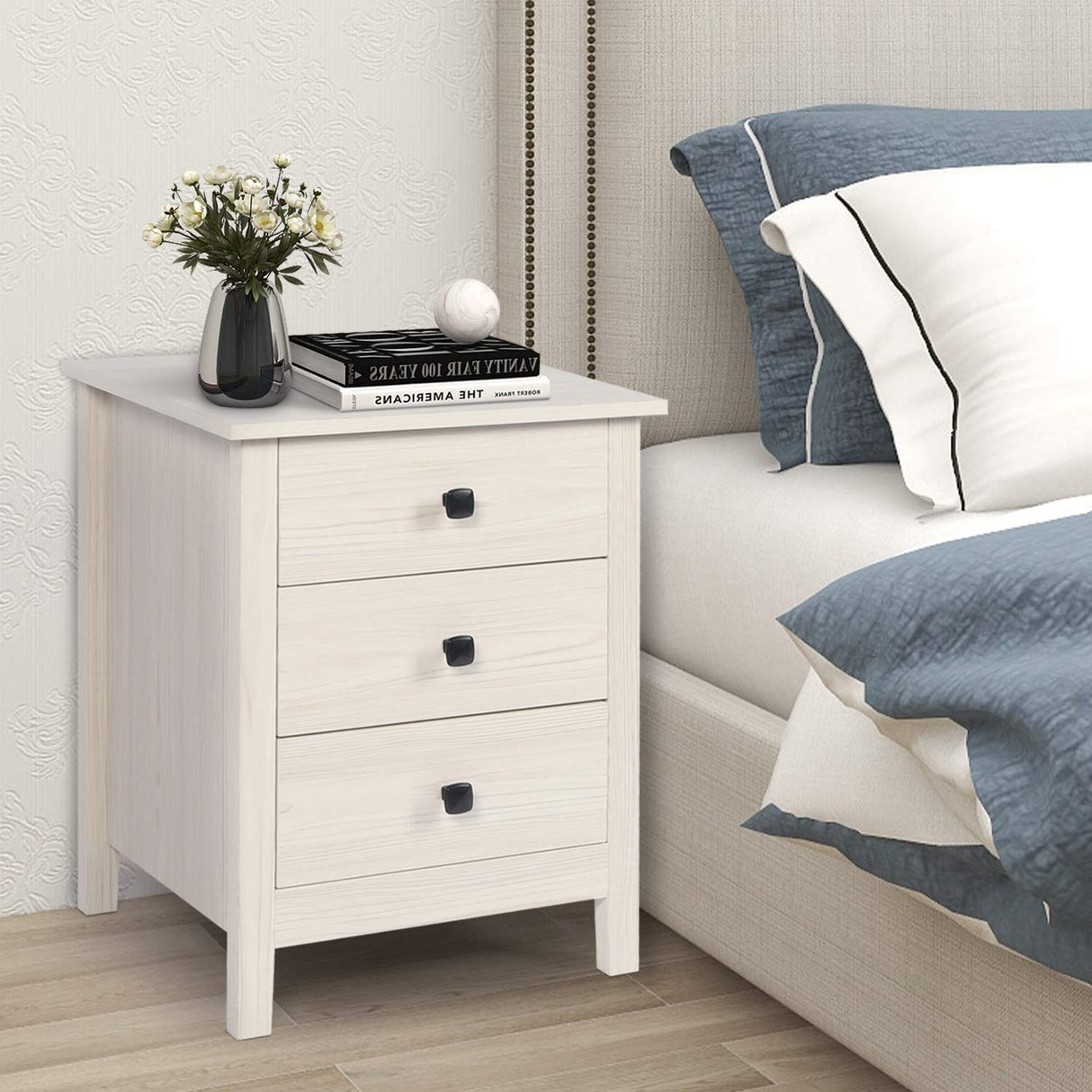 Nightstands for Bedroom - Set of 2 Wooden Night Stand, Bedside Table,