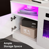 80" TV Stand with 40" Electric Fireplace Large Modern Matte Texture Media
