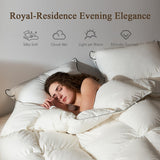 BPC Lightweight Down Comforter Queen Size, Feather and Down Fiber Duvet Insert, Hotel Feather & Down Comforter, with Ultra-Soft Pima Cotton Blend Cover, for Hot Sleepers/Warm Weather, 90x90 inches