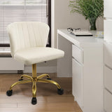 Home Desk Chair Velvet Upholstered Gold Base Comfortable Ergonomic Armless Modern