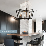 8-Light Black Metal Chandelier for Dining Room, Modern Farmhouse Geometric Industrial