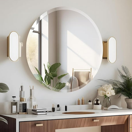 28x36 Inch Rectangle Frameless Mirror, Beveled Bathroom Mirror, Frameless Wall Mirror