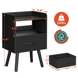 Night Stand with Fabric Drawer, Modern Nightstand, Bedside Tables