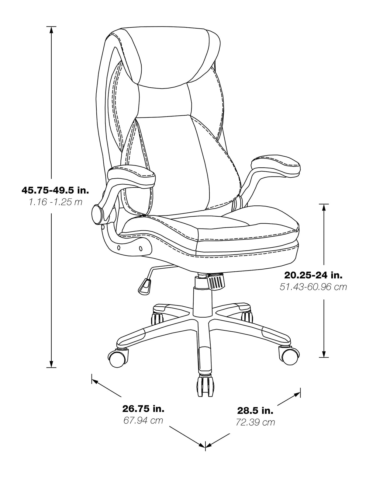 ECH Series Executive Bonded Leather Office Chair with Lumbar Support and Padded Height Adjustable Arms, Taupe with Cocoa Coated Nylon Base