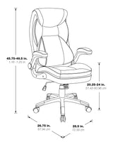 ECH Series Executive Bonded Leather Office Chair with Lumbar Support and Padded Height Adjustable Arms, Taupe with Cocoa Coated Nylon Base