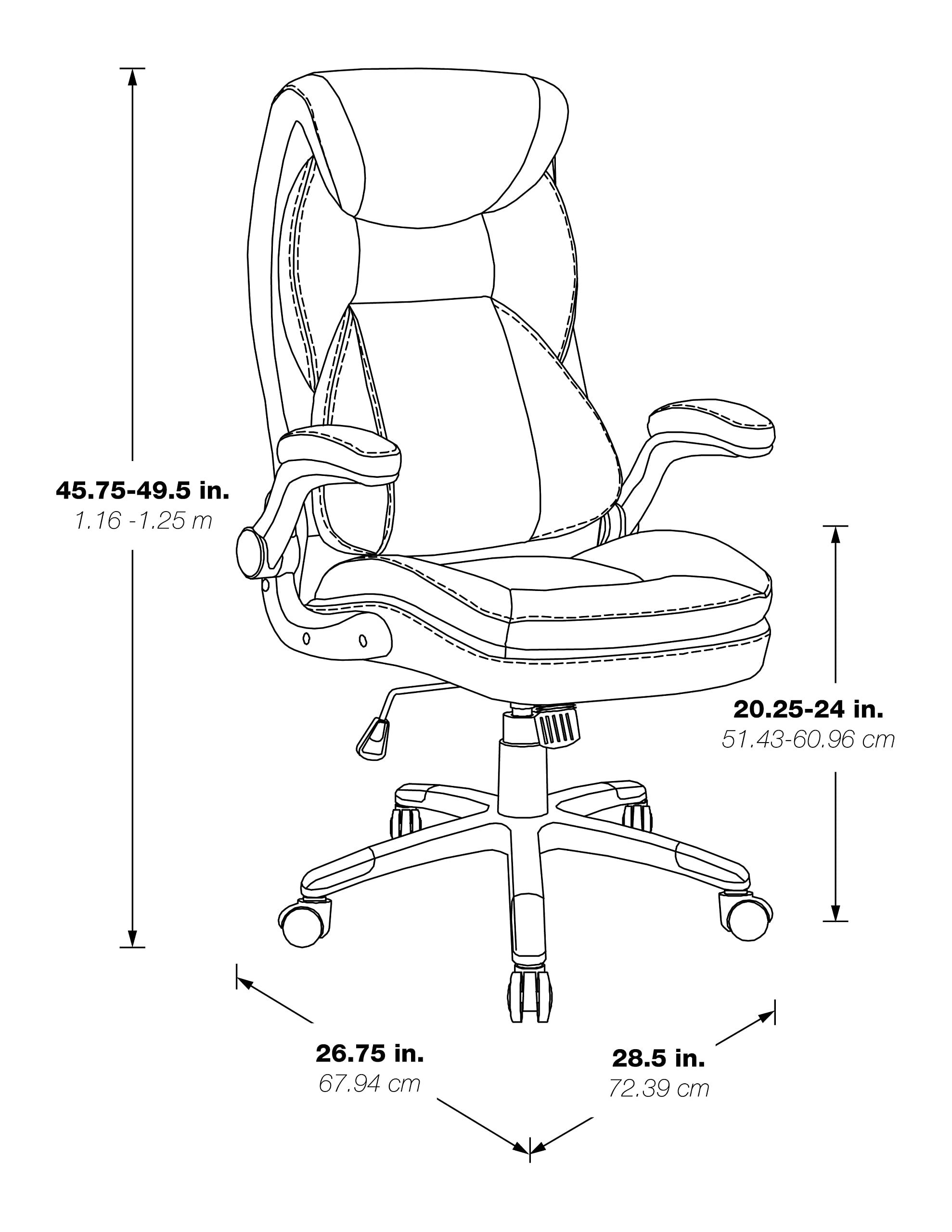 ECH Series Executive Bonded Leather Office Chair with Lumbar Support and Padded Height Adjustable Arms, Taupe with Cocoa Coated Nylon Base