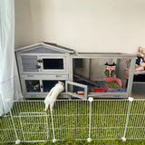 Rabbit Hutch Outdoor Indoor Rabbit Cage Chikcen Coop with Casters Guinea Pig Cage