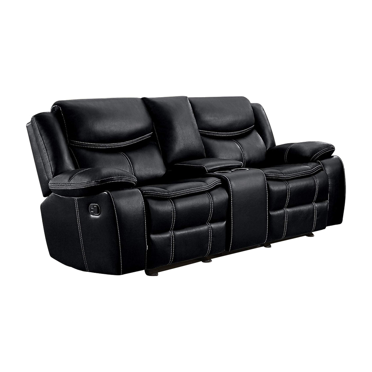 Manual Double Glider Reclining Loveseat, Black