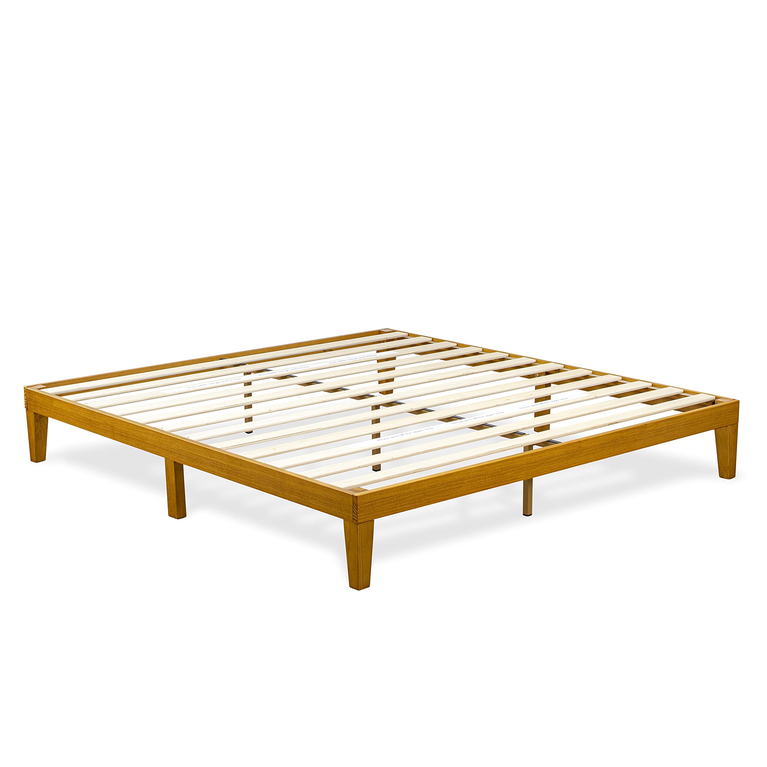 East West Furniture DNP-23-K King Size Platform Bed Frame with 4 Solid Wood Legs and 2 Extra Center Legs - Oak Finish