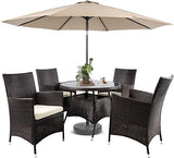 5 Piece Outdoor Dining Set All-Weather Wicker Patio Dining Table and Chairs