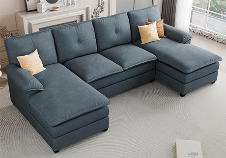 Sectional Couches for Living Room, U-Shaped Couch 4 Seat Sofa Set with Double Chaises,