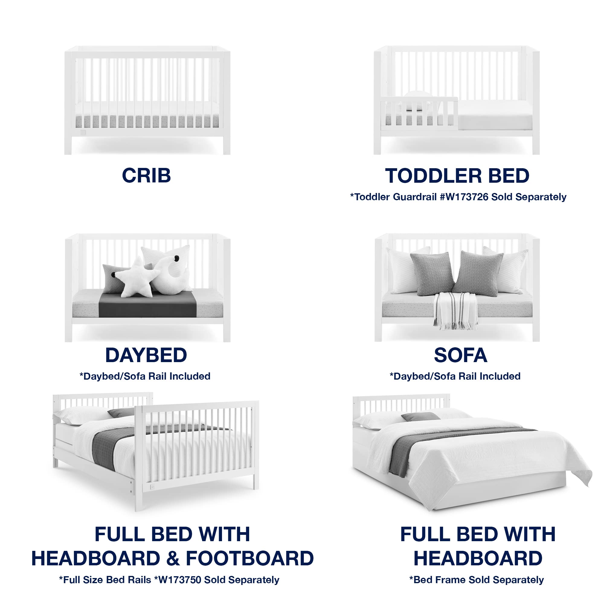 GAP babyGap Charlie 6-in-1 Convertible Crib - Greenguard Gold Certified, Navy