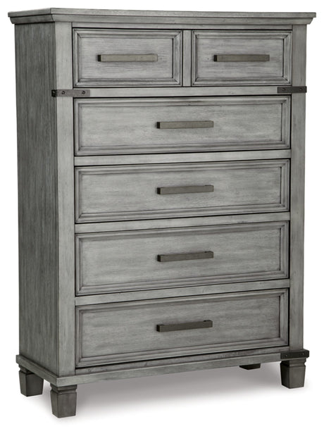 Russelyn Rustic 5 Drawer Chest of Drawers, Gray