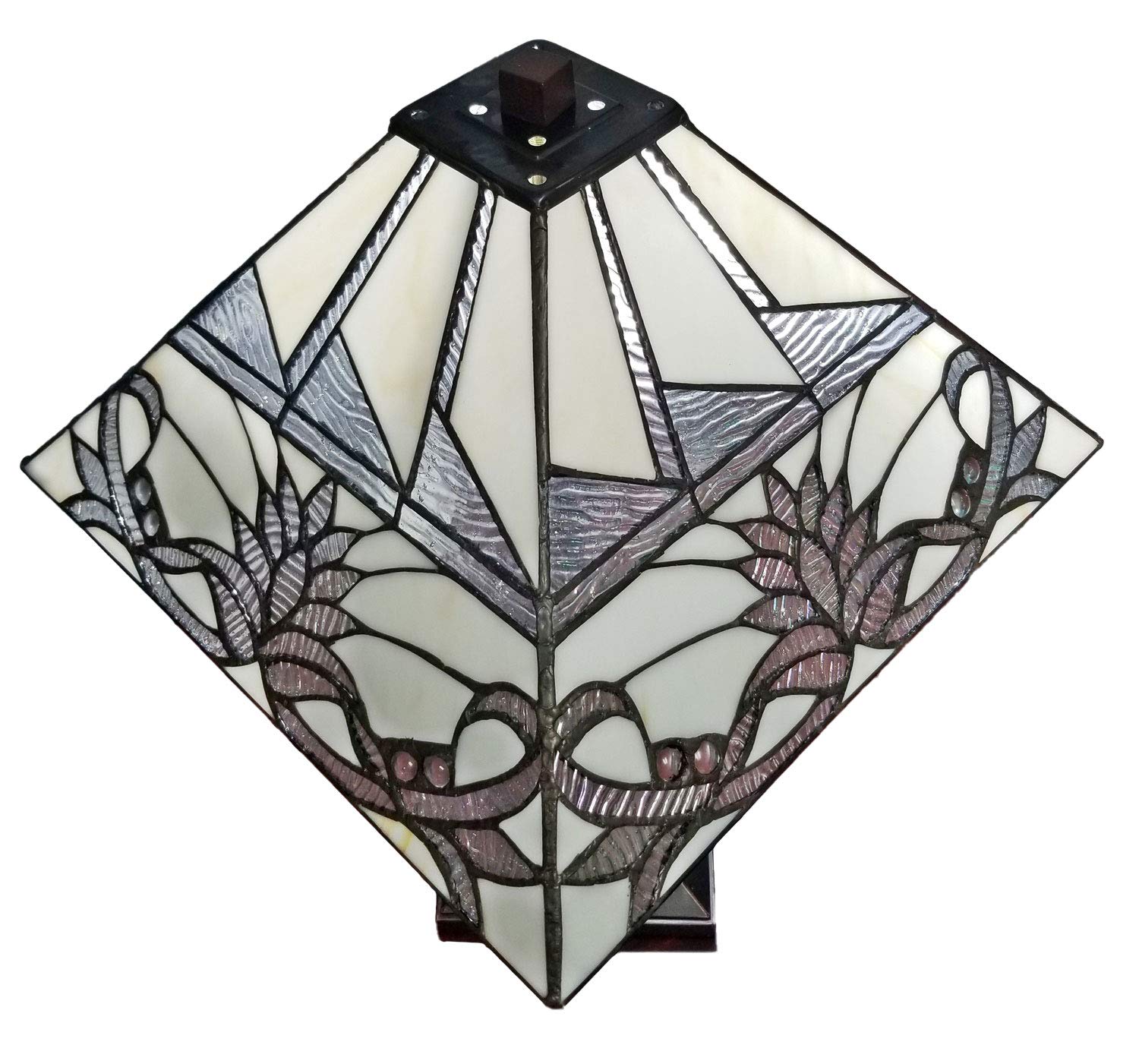 Tiffany Style Banker Table Lamp 22" Stained Glass Floral