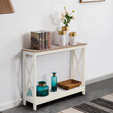 Console Table with Storage Shelf, 2 Tier Farmhouse Sofa Table for Entryway,