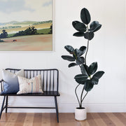 Artificial Rubber Tree Plant -5FT Faux Plants Indoor with Planter