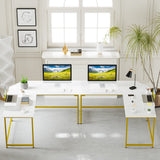 59" L Shaped Desk Corner Computer Desk Gaming Table with Monitor Stand Workstation