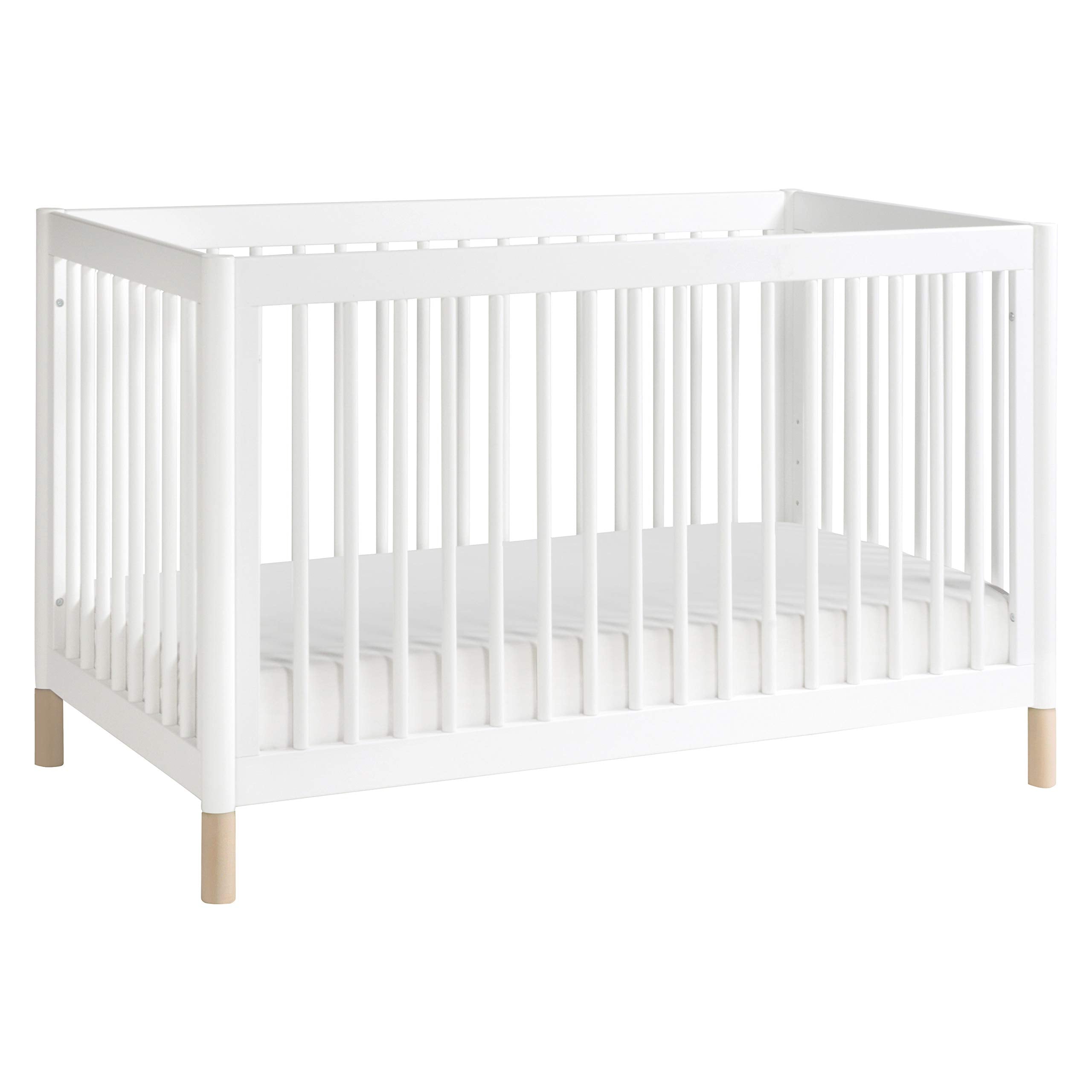 Gelato 4-in-1 Convertible Crib with Toddler Bed Conversion in White and Washed Natural