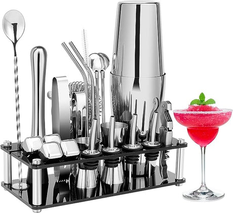 Cocktail Shaker Set, 23-Piece Boston Stainless Steel Bartender Kit