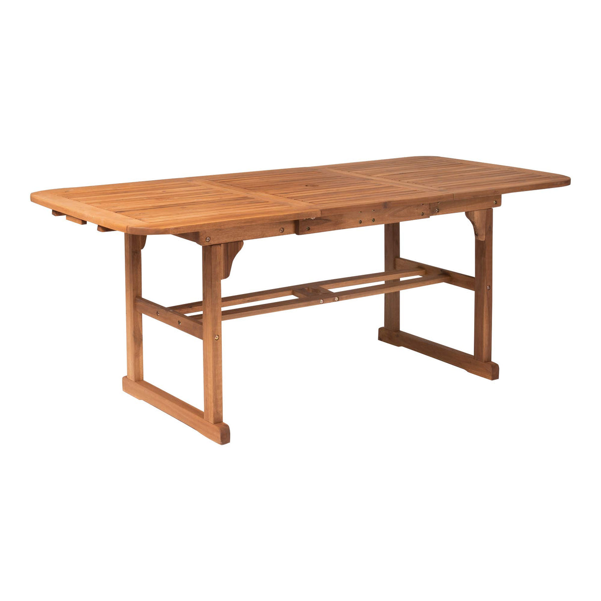 Maui Modern Solid Acacia Wood Slatted Patio Dining Table, 78 Inch, Brown