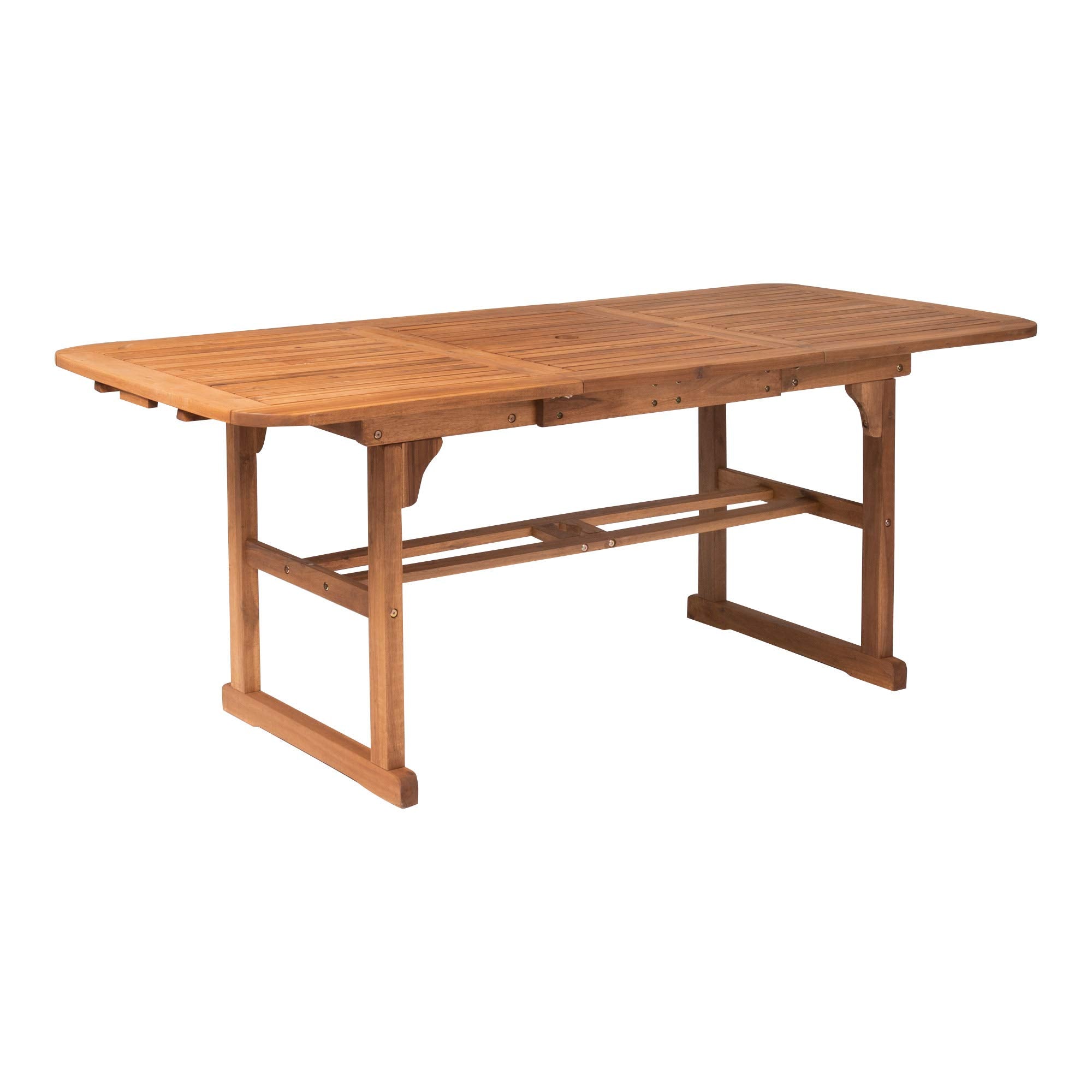 Maui Modern Solid Acacia Wood Slatted Patio Dining Table, 78 Inch, Brown