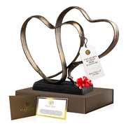 Wedding Anniversary Couples Gift - Two Hearts and Cross Iron Sculpture