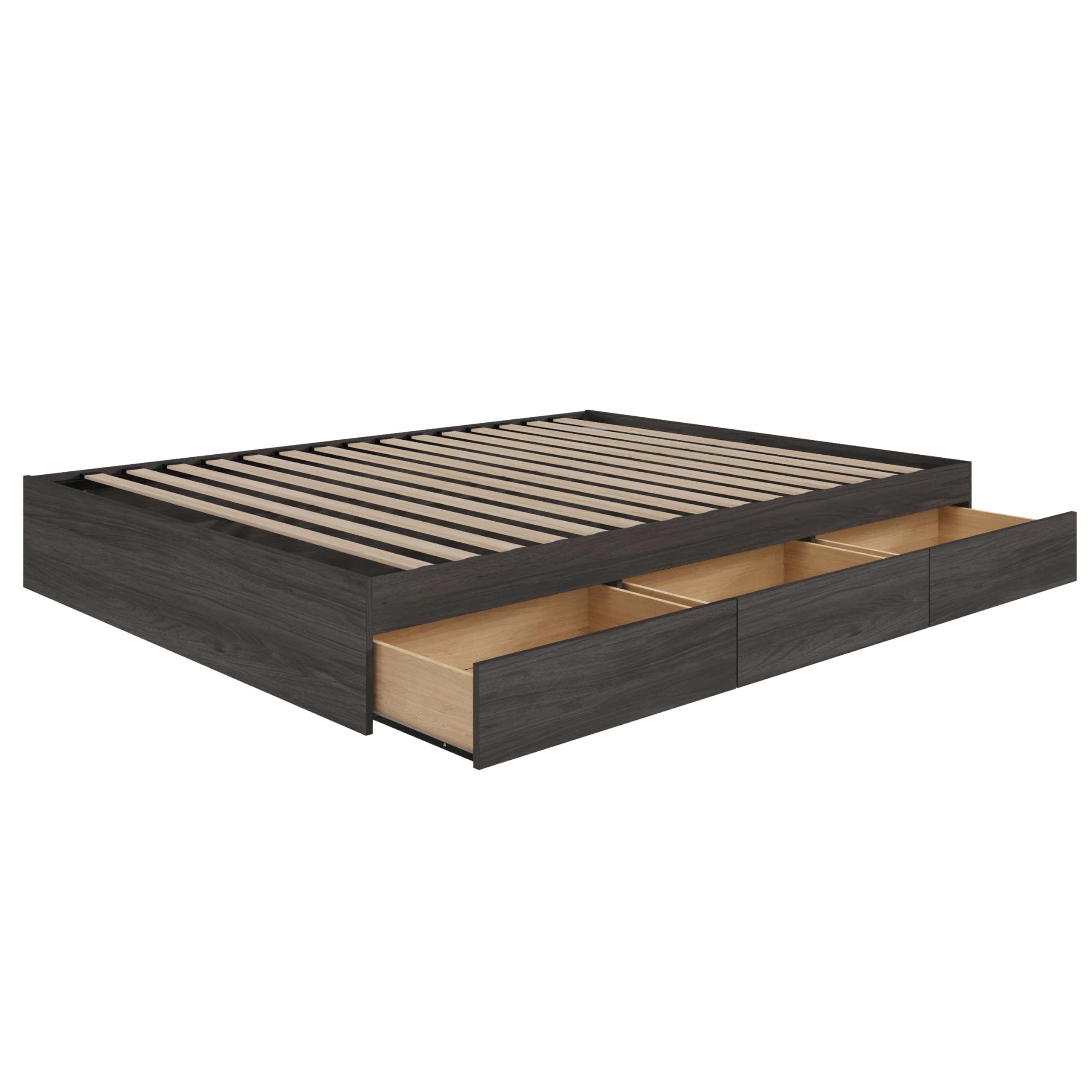 Grey Queen Size Storage Platform Bed