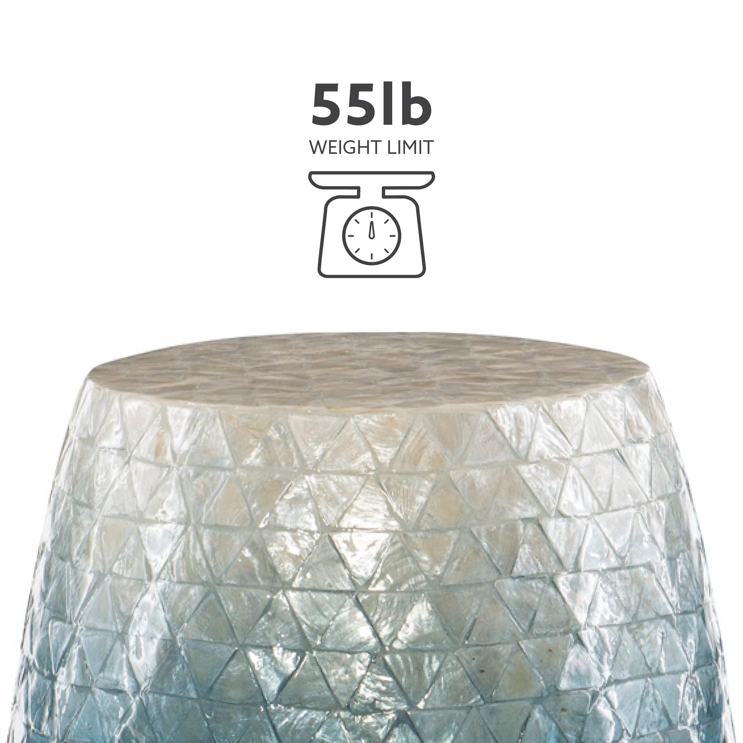 Linon Ivory and Blue Capiz Ombre Drum Tylin Accent Table