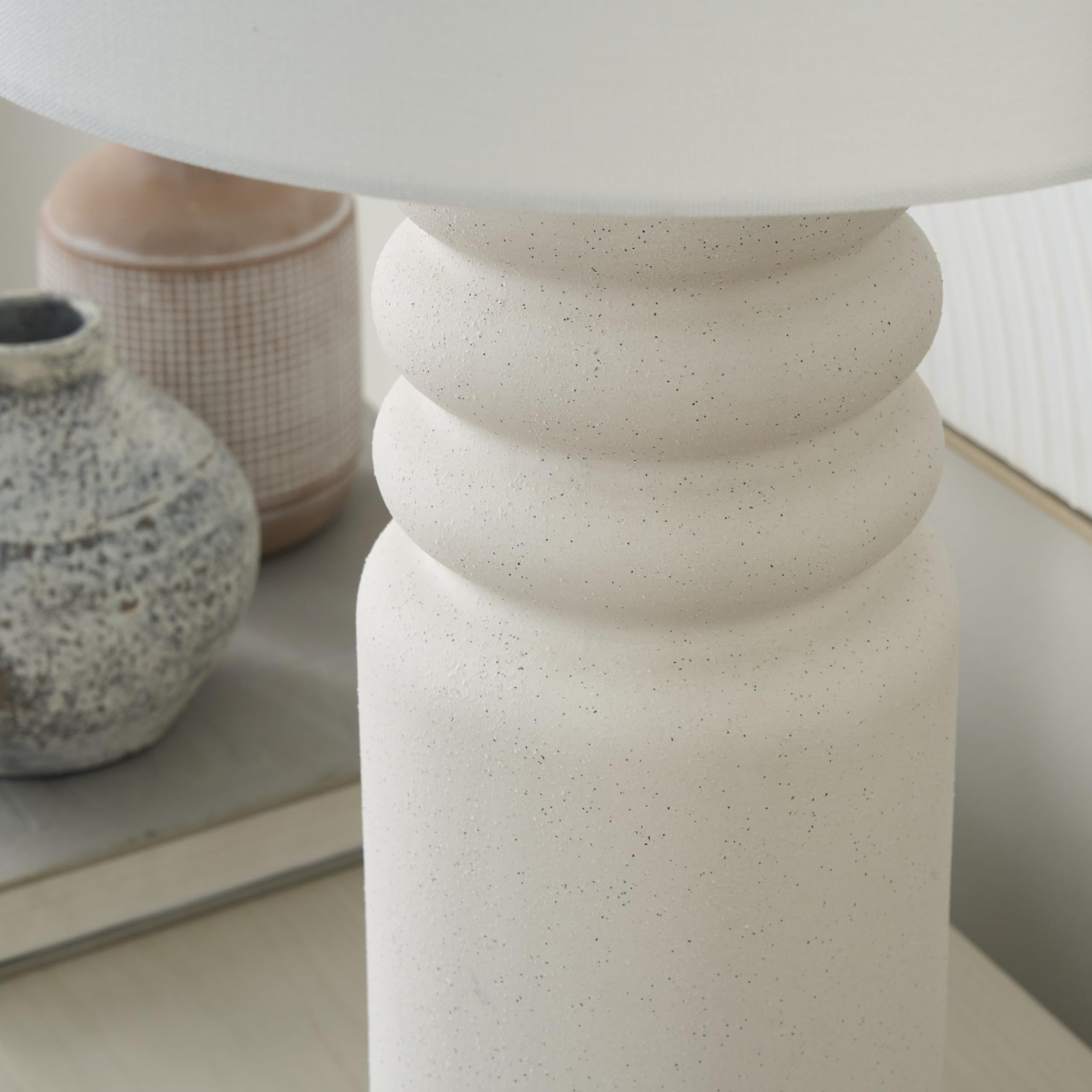 28" White Textured Ceramic Ripple Table Lamp