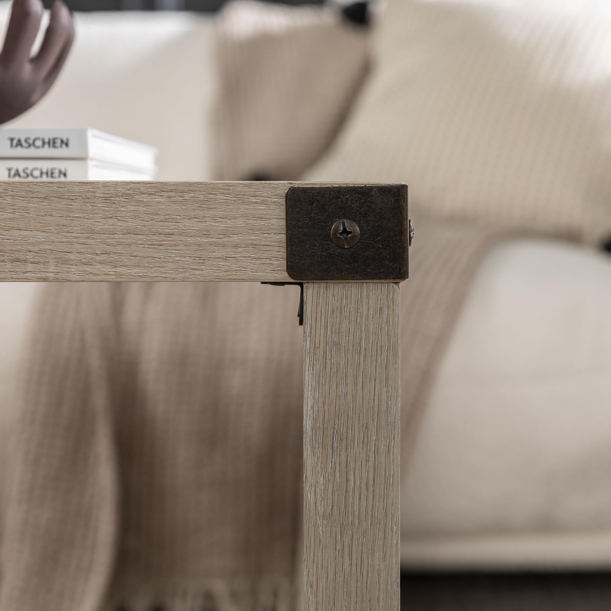 Sedalia Modern Farmhouse Metal X Coffee Table, 40 Inch, White Oak