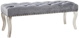 Decor Maxem Tufted Fabric Upholstered Seat with Nailhead Trim Bench, Gray