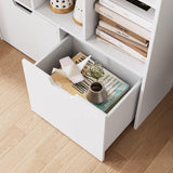 9 Cube Storage Organizer with Drawers, White Tall Bookshelf with Storage