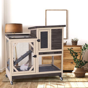 Rabbit Hutch Cage Outdoor and Indoor Bunny Hutch on Wheels